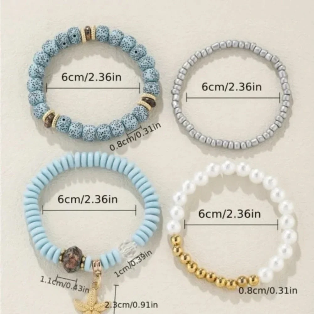 Elegant Beaded Bracelet with Starfish Charm - Picture 4 of 5